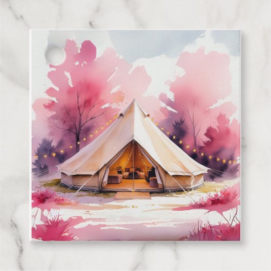 Glamping Bachelorette Weekend Wasserfarbe Geschenkanhänger (Vorderseite)