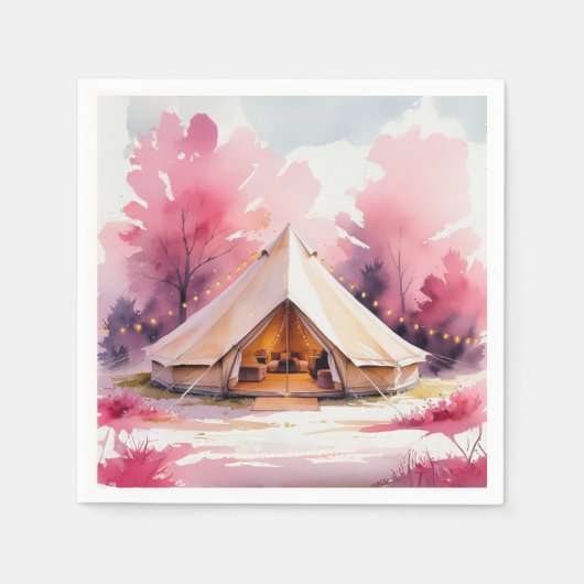 Glamping Bachelorette Weekend Wasserfarbe Serviette (Vorderseite)