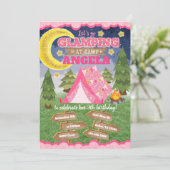 Glamping Birthday Einladung Einladung Sleepover (Stehend Vorderseite)