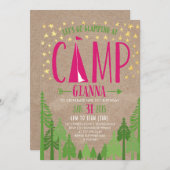 Glamping Birthday Party Einladung für Pennie (Vorne/Hinten)