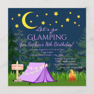 Glamping Birthday Party Einladungen