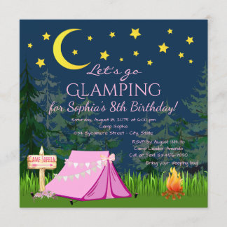 Glamping Birthday Party Einladungen