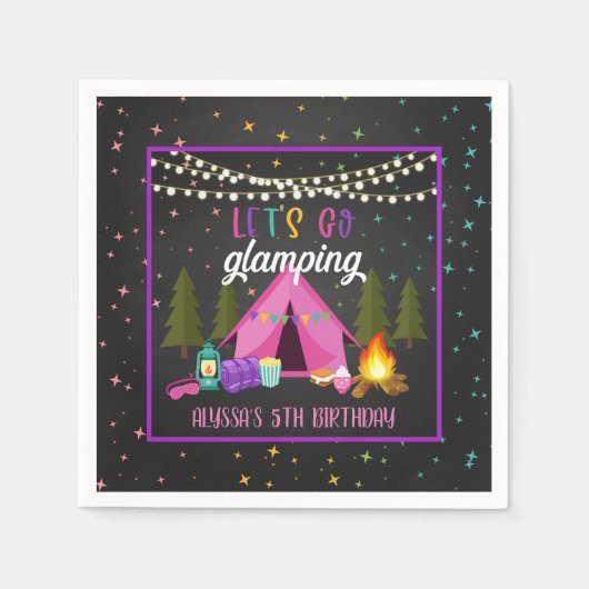 Glamping Birthday Party Napkin - Custom Serviette (Vorderseite)