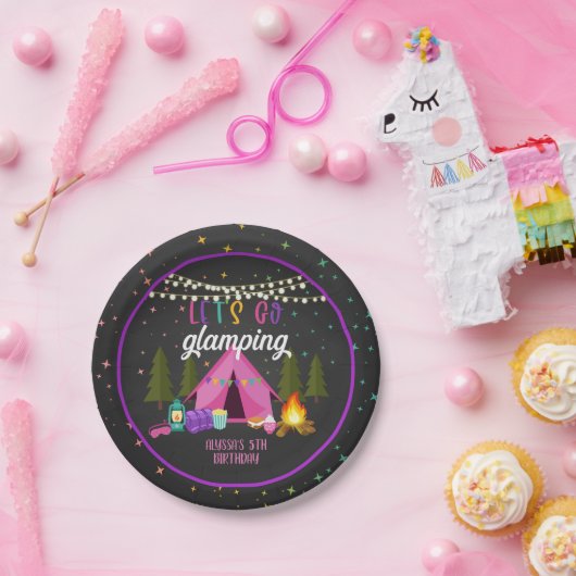 Glamping Birthday Party Plate - Custom Pappteller (Party)