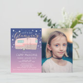 Glamping Birthday Party Verzaubert Foto Einladung (Stehend Vorderseite)