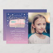 Glamping Birthday Party Verzaubert Foto Einladung (Vorne/Hinten)