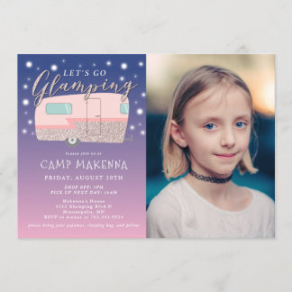 Glamping Birthday Party Verzaubert Foto Einladung