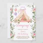 Glamping-Bogen-Coquette-Mädchen-Geburtstag Einladung (Vorderseite)