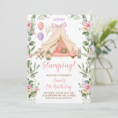 Glamping-Bogen-Coquette-Mädchen-Geburtstag Einladung (Stehend Vorderseite)
