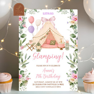 Glamping-Bogen-Coquette-Mädchen-Geburtstag Einladung