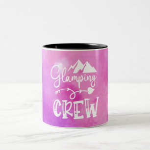 Glamping Camping Camper Typo Art Zwei-Tone-Kaffee  Zweifarbige Tasse