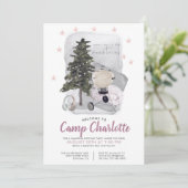 Glamping Camping Geburtstagsparty Einladung (Stehend Vorderseite)