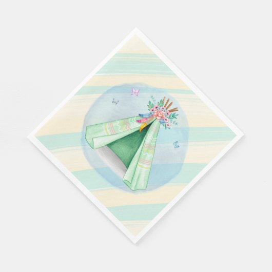 Glamping Camping Grün Zelt Leepover Außenbereich Serviette (Ecke)