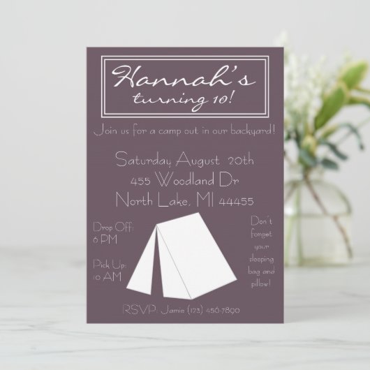 Glamping Campout Einladung zum Geburtstag (Stehend Vorderseite)