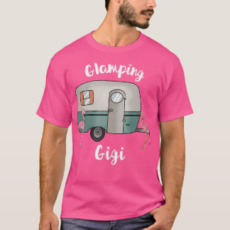 Glamping Gigi Womens Camping Rv Vintag Flamingos T-Shirt