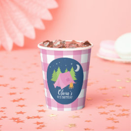 Glamping Girl Camping Geburtstagsparty pink karier Pappbecher