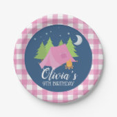 Glamping Girl Camping Geburtstagsparty Teller (Vorderseite)
