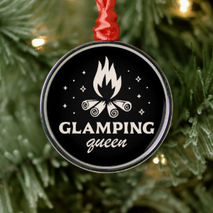 Glamping Girl Camping komisch schwarz ästhetisch Ornament Aus Metall
