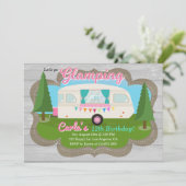 Glamping Girls Camping Geburtstagsparty Einladung (Stehend Vorderseite)