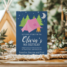 Glamping Girls Camping Geburtstagsparty Einladung