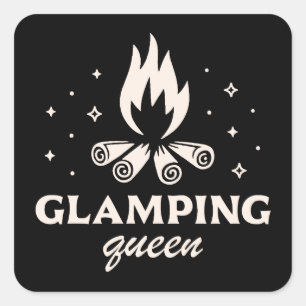 Glamping Girls Luxus Camping-Ästhetik lustig Quadratischer Aufkleber