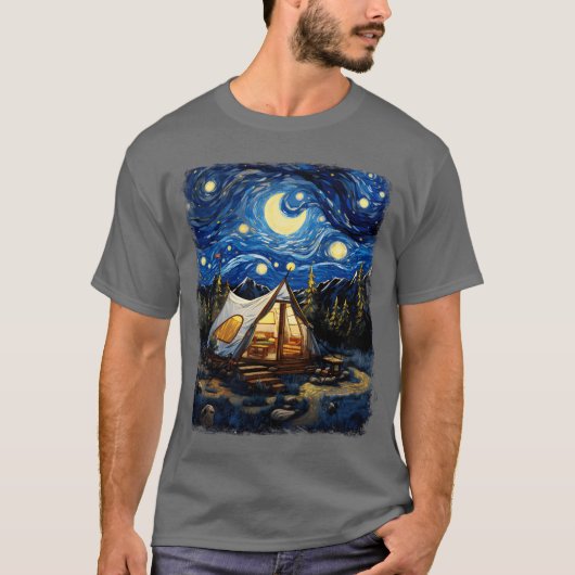 Glamping Glamper Camping Camper Starry Night Paint T-Shirt (Vorderseite)