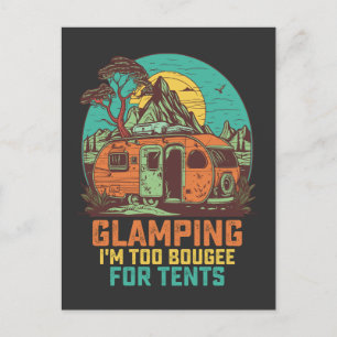 Glamping Ich bin zu boujee für Zelte Retro Vintage Einladungspostkarte