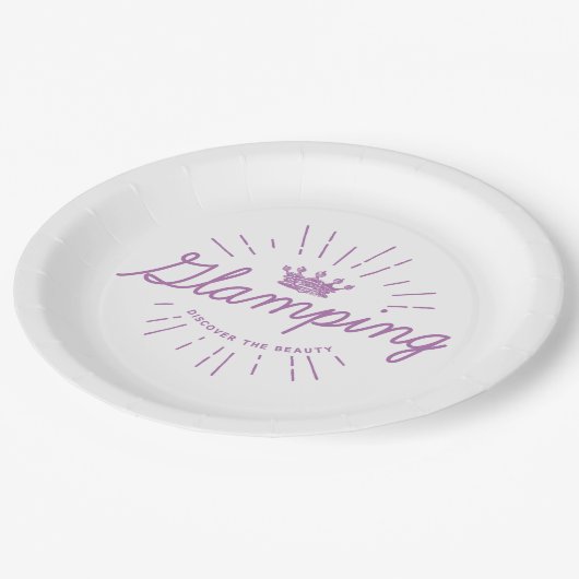 Glamping Königin Pappteller (Schrägansicht)