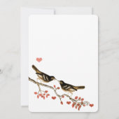 Glamping Lovebird Coral Bezaubernde Waldhochzeit Einladung (Rückseite)