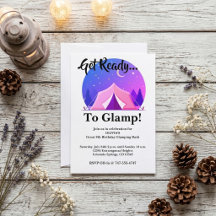 Glamping-Mädchen-Camping-Geburtstags-Einladung