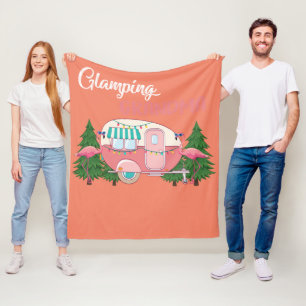 Glamping Oma Costume Camping RV Flamingos Camp Fleecedecke