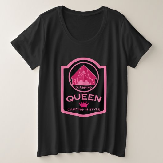 Glamping Queen Camping Große Größe T-Shirt (Design vorne)