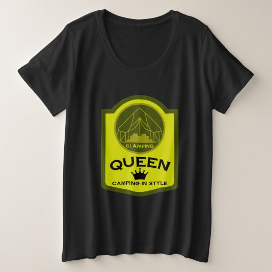 Glamping Queen Camping Große Größe T-Shirt (Design vorne)