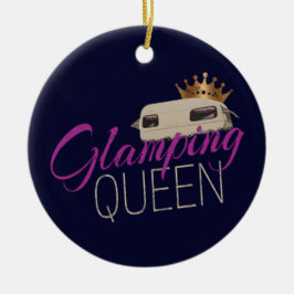 Glamping Queen Camping mit Vintagen Wohnwagen Keramik Ornament