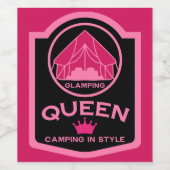 Glamping Queen Camping Weinetikett (Einzelnes Label)