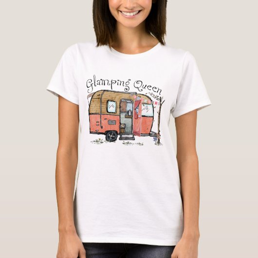Glamping Queen Funny Vintag Camper T-Shirt (Vorderseite)