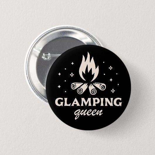 Glamping Queen girl schwarz aästhetisch lustig Button (Vorne & Hinten)