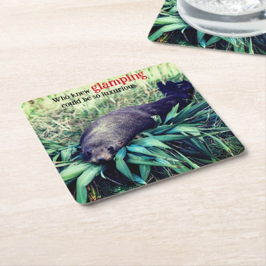 Glamping Sea Löwe Rechteckiger Pappuntersetzer (angewinkelt)