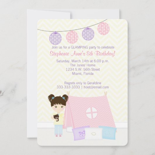 Glamping Sleepover Party Einladung (Vorderseite)