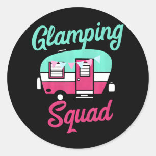Glamping Squad Niedlich Popupcamper Glamping Runder Aufkleber