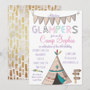 Glamping Themed Birthday Einladung