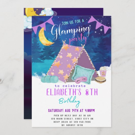 Glamping Verschiedenes Design Geburtstagskarte (Vorne/Hinten)