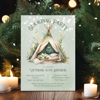 Glamping Zent Erwachsene Geburtstagsleepover Einladung