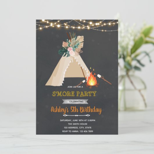 Glamping's more Party Einladung (Stehend Vorderseite)