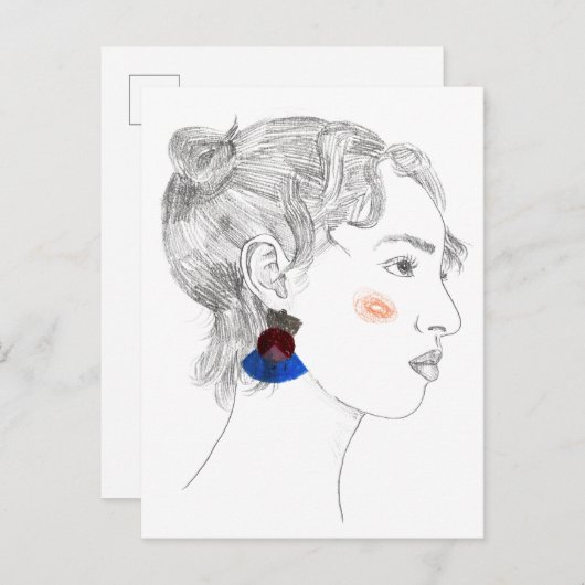 Glance Sketch - Portrait Postkarte (Vorne/Hinten)