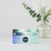 Glanz Aquamariner blauer Glitzer Sparkle Stars mit Visitenkarte (Stehend Vorderseite)