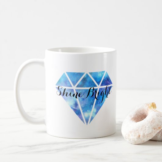 Glanz hell (blauer Diamant) Kaffeetasse (Mit Donut)