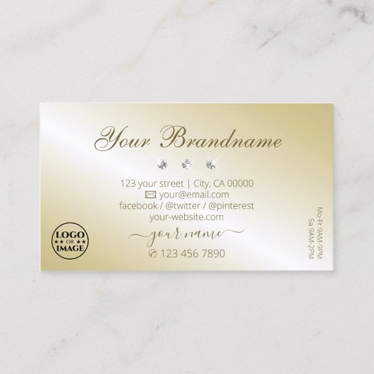 Glanz helle Creme glänzende Diamanten mit Logo Visitenkarte (Rückseite)