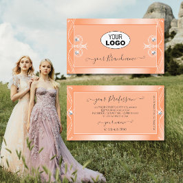 Glanz-Pfirsichfarbene Diamanten mit Verziertem Log Visitenkarte