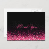 Glanz Pink Glitzer Black Danke Postcard Postkarte (Vorne/Hinten)